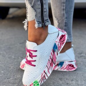 Lekkie sneakersy HAWAII WHITE PINK skóra naturalna