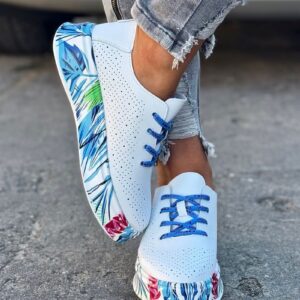 Lekkie sneakersy HAWAII WHITE BLUE skóra naturalna