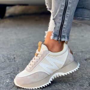 Lekkie sneakersy SANTIA BEIGE skóra naturalna