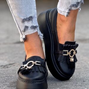 Lekkie trampki KAZADII ELODIE BLACK SLIP ON skóra naturalna