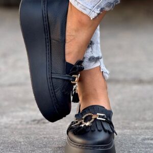 Lekkie trampki KAZADII ELODIE BLACK SLIP ON skóra naturalna