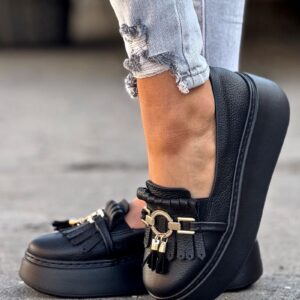 Lekkie trampki KAZADII ELODIE BLACK SLIP ON skóra naturalna