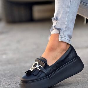 Lekkie trampki KAZADII ELODIE BLACK SLIP ON skóra naturalna