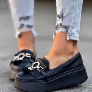 Lekkie trampki KAZADII ELODIE BLACK SLIP ON skóra naturalna