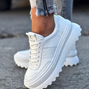 Lekkie sneakersy KAZADII NEVA WHITE skóra naturalna