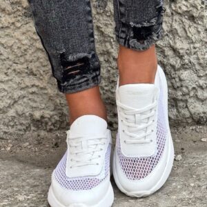 Sneakersy z siatką KAZADII TAVIRA WHITE skóra naturalna