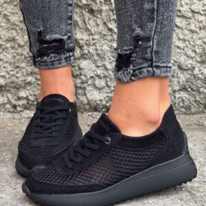 Sneakersy z siatką KAZADII TAVIRA BLACK skóra naturalna