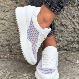 Sneakersy z siatką KAZADII TAVIRA WHITE skóra naturalna