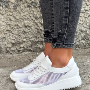 Sneakersy z siatką KAZADII TAVIRA WHITE skóra naturalna