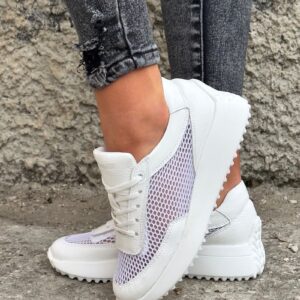Sneakersy z siatką KAZADII TAVIRA WHITE skóra naturalna