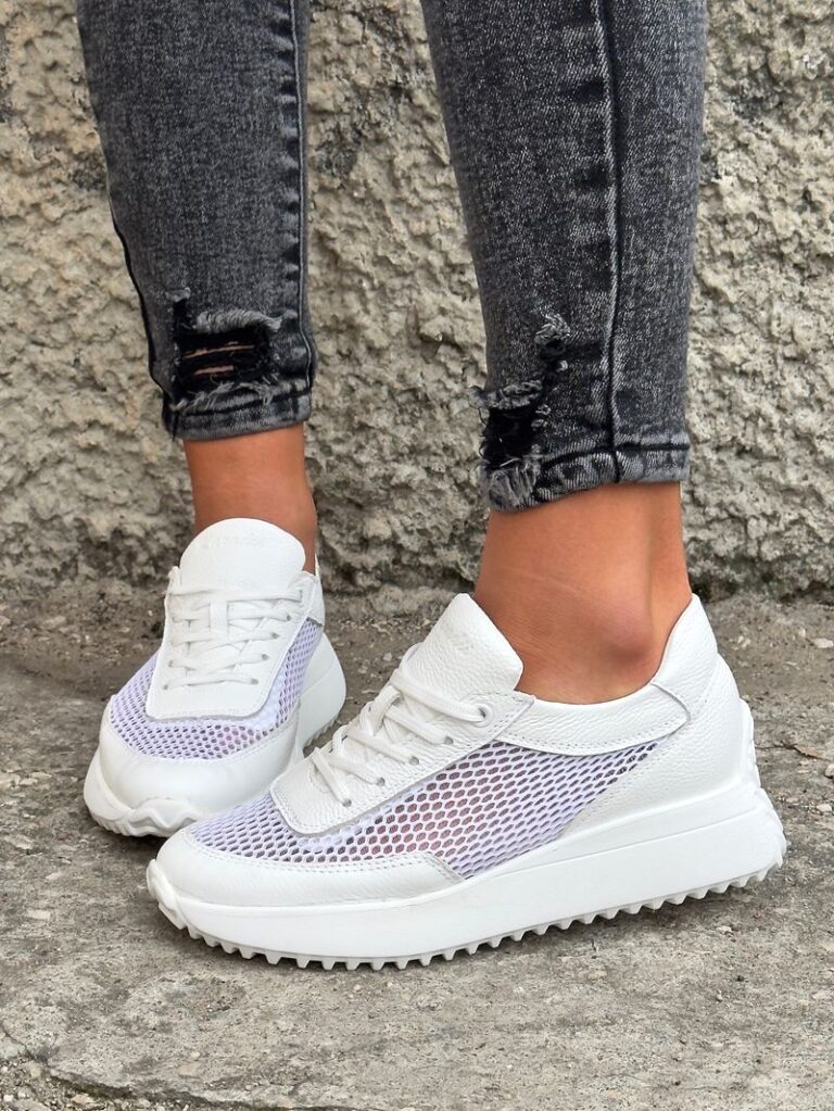 Sneakersy z siatką KAZADII TAVIRA WHITE skóra naturalna
