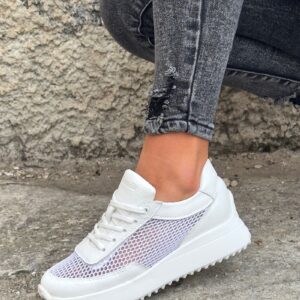 Sneakersy z siatką KAZADII TAVIRA WHITE skóra naturalna