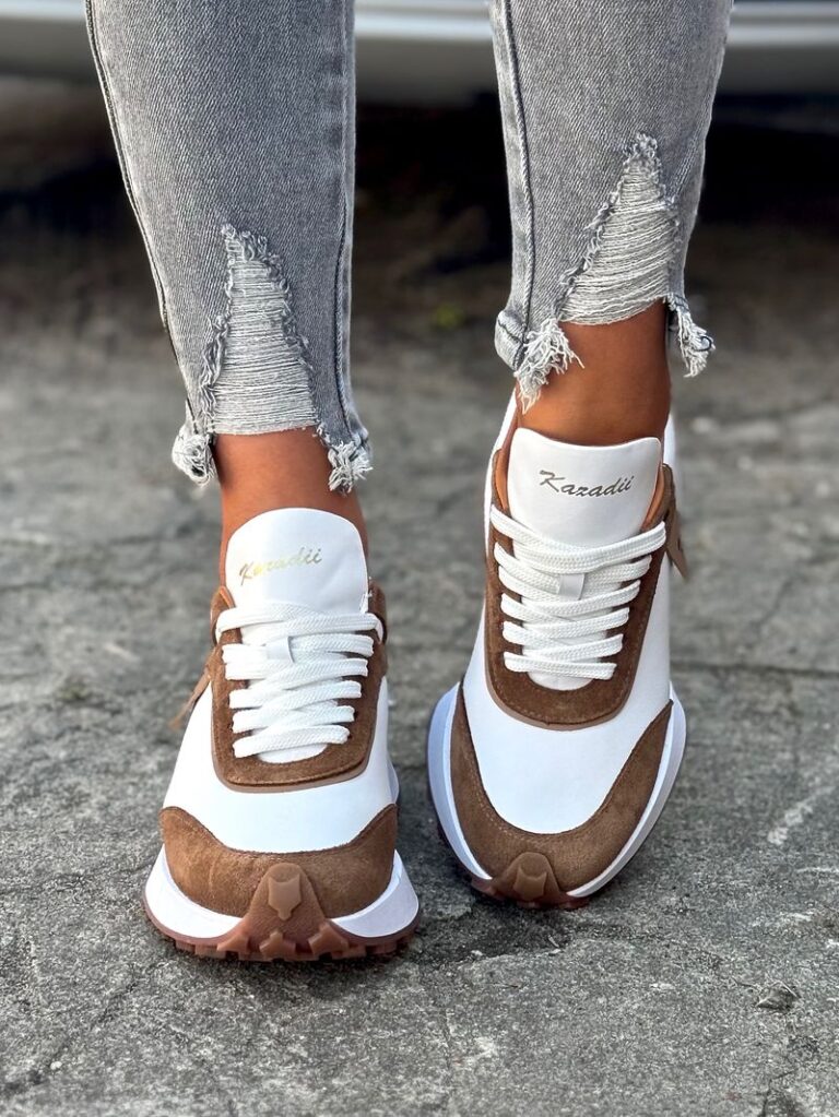 SNEAKERSY KAZADII LUMA WHITE/CAMEL skóra naturalna - obrazek 3