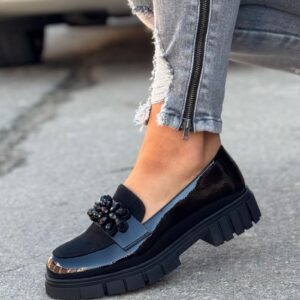 Lakierowane mokasyny GLOSSY CHARM BLACK - obrazek 5