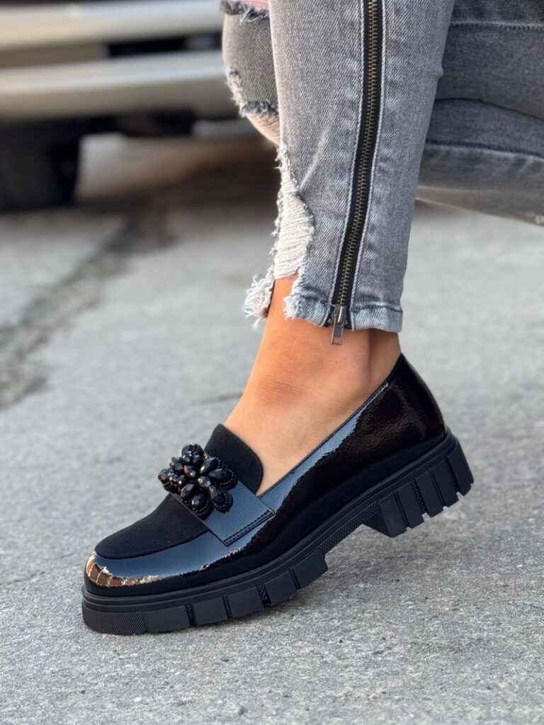 Lakierowane mokasyny GLOSSY CHARM BLACK - obrazek 5