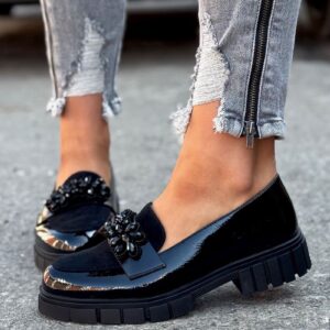 Lakierowane mokasyny GLOSSY CHARM BLACK - obrazek 3
