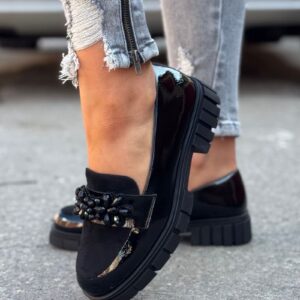 Lakierowane mokasyny GLOSSY CHARM BLACK