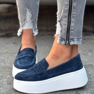 Lekkie trampki slip on MAREA GRANAT skóra naturalna - obrazek 5