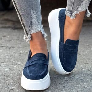 Lekkie trampki slip on MAREA GRANAT skóra naturalna - obrazek 4