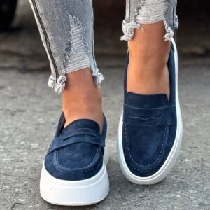 Lekkie trampki slip on MAREA GRANAT skóra naturalna - obrazek 3