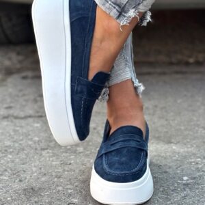 Lekkie trampki slip on MAREA GRANAT skóra naturalna - obrazek 7