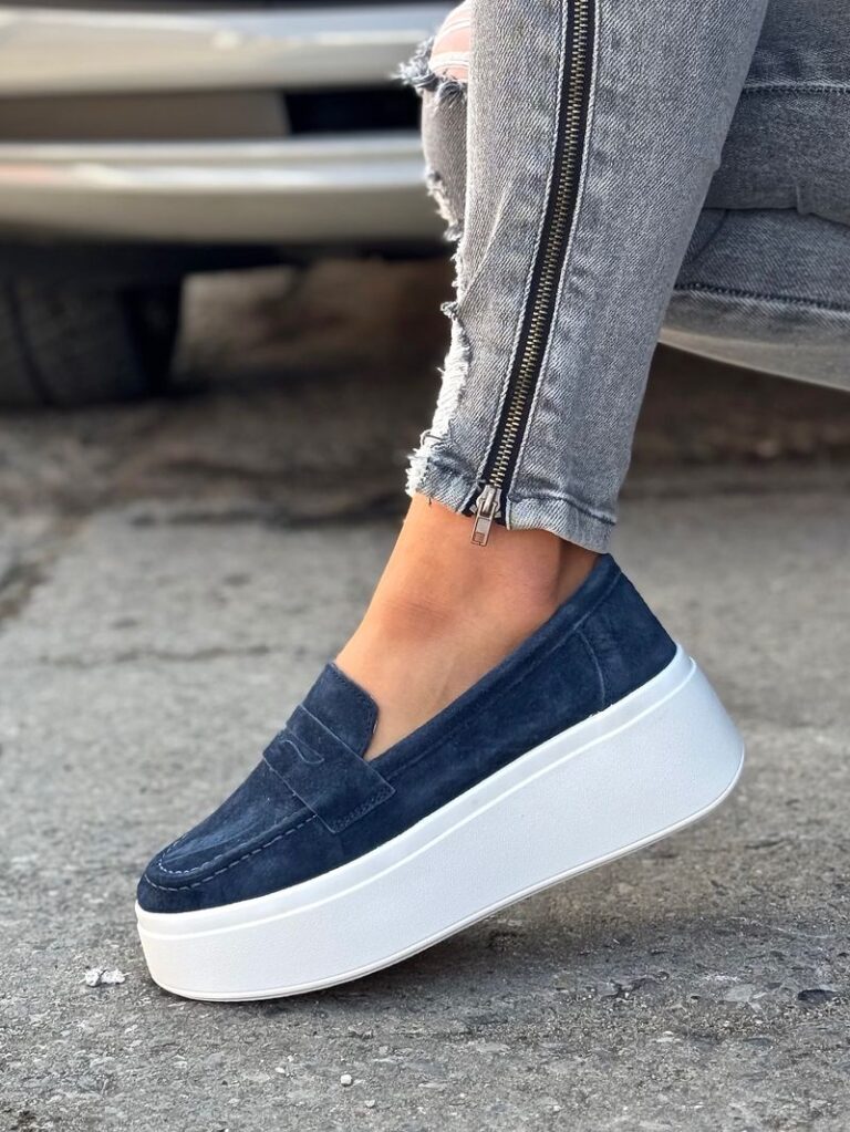 Lekkie trampki slip on MAREA GRANAT skóra naturalna - obrazek 6