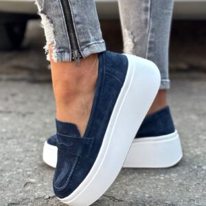 Lekkie trampki slip on MAREA GRANAT skóra naturalna