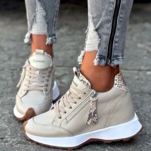 SNEAKERSY KAZADII NUVIA BEIGE  skóra naturalna