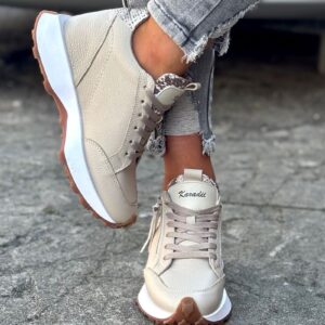 SNEAKERSY KAZADII NUVIA BEIGE  skóra naturalna