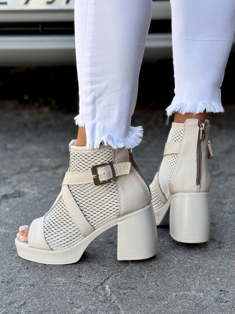 Lekkie sandałki z siatką RINA BEIGE skóra naturalna polska produkcja - obrazek 4