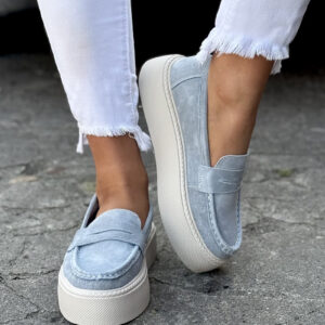 Lekkie trampki SLIP ON MAREA  BLUE JEANS skóra naturalna