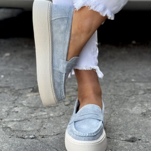 Lekkie trampki SLIP ON MAREA  BLUE JEANS skóra naturalna