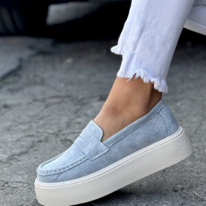 Lekkie trampki SLIP ON MAREA  BLUE JEANS skóra naturalna