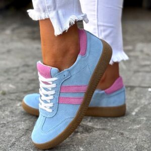 MEGA LEKKIE trampki IBIZA BABY BLUE skóra naturalna