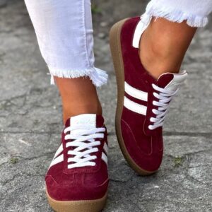 MEGA LEKKIE trampki IBIZA BURGUNDY skóra naturalna
