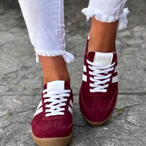 MEGA LEKKIE trampki IBIZA BURGUNDY skóra naturalna