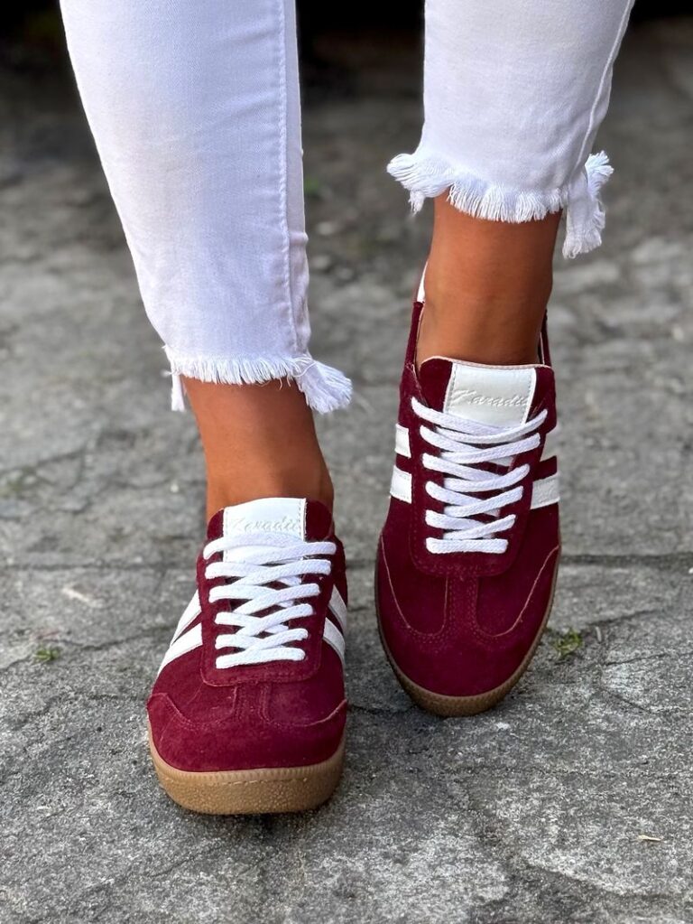 MEGA LEKKIE trampki IBIZA BURGUNDY skóra naturalna - obrazek 3