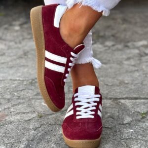 MEGA LEKKIE trampki IBIZA BURGUNDY skóra naturalna