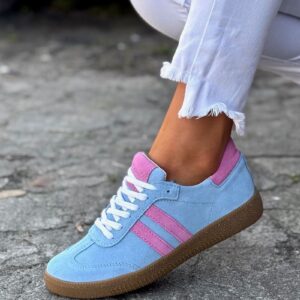 MEGA LEKKIE trampki IBIZA BABY BLUE skóra naturalna