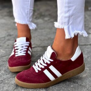 MEGA LEKKIE trampki IBIZA BURGUNDY skóra naturalna