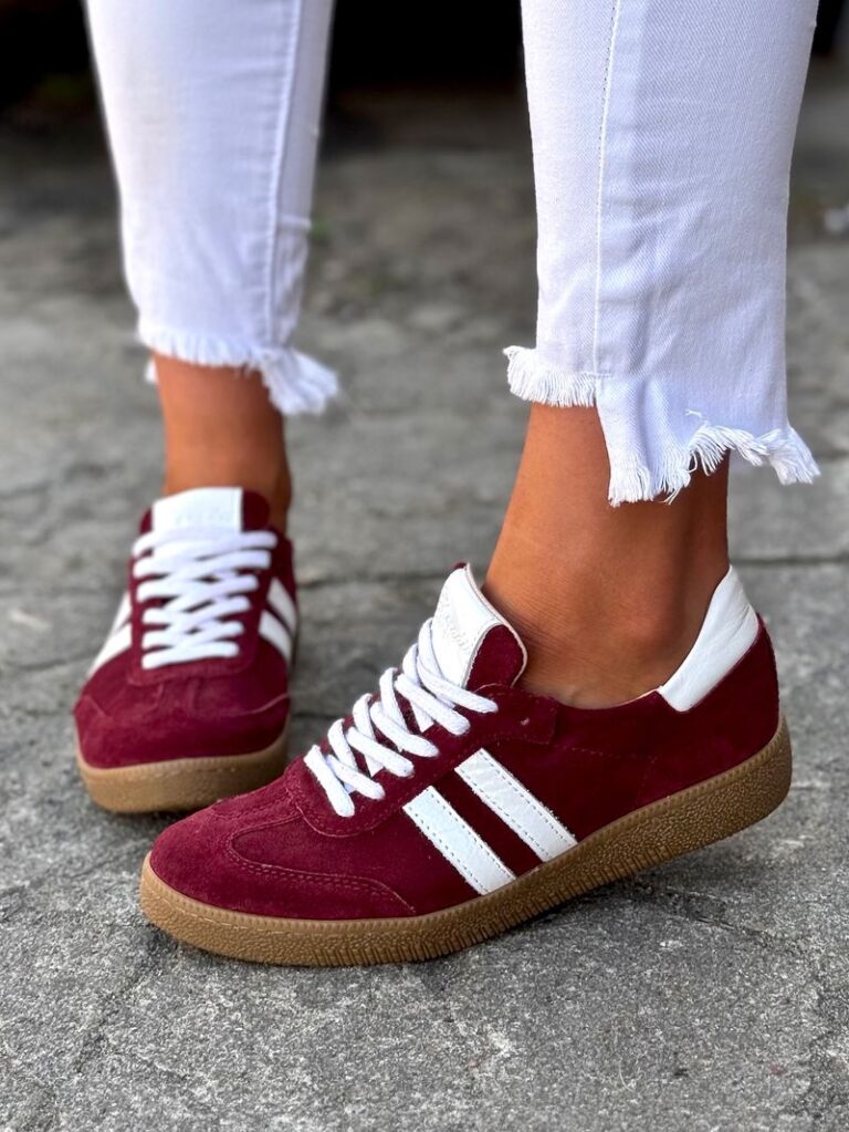 MEGA LEKKIE trampki IBIZA BURGUNDY skóra naturalna - obrazek 4