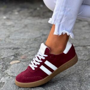 MEGA LEKKIE trampki IBIZA BURGUNDY skóra naturalna