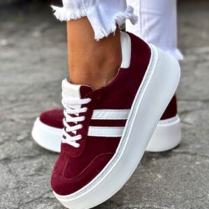 MEGA LEKKIE trampki KAZADII SAINT TROPEZ BURGUNDY skóra naturalna