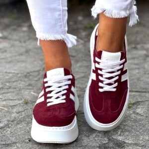 MEGA LEKKIE trampki KAZADII SAINT TROPEZ BURGUNDY skóra naturalna