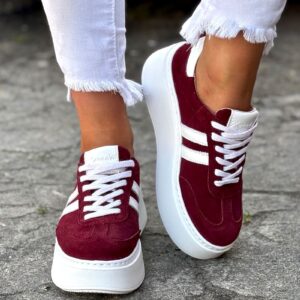 MEGA LEKKIE trampki KAZADII SAINT TROPEZ BURGUNDY skóra naturalna