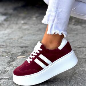 MEGA LEKKIE trampki KAZADII SAINT TROPEZ BURGUNDY skóra naturalna