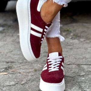 MEGA LEKKIE trampki KAZADII SAINT TROPEZ BURGUNDY skóra naturalna