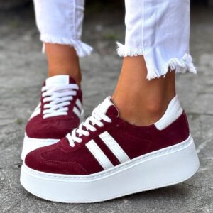 MEGA LEKKIE trampki KAZADII SAINT TROPEZ BURGUNDY skóra naturalna