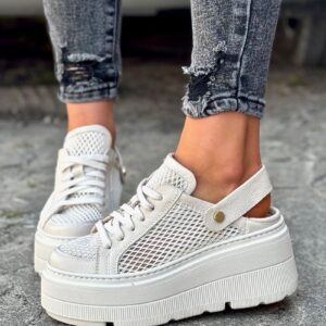 SNEAKERSY KAZADII SLINGBACK BEIGE SKÓRA NATURALNA