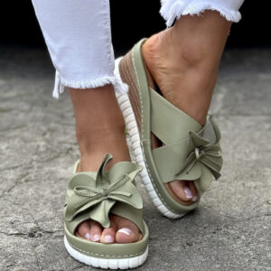 Stylowe klapki BIANCA GREEN MINT skóra naturalna
